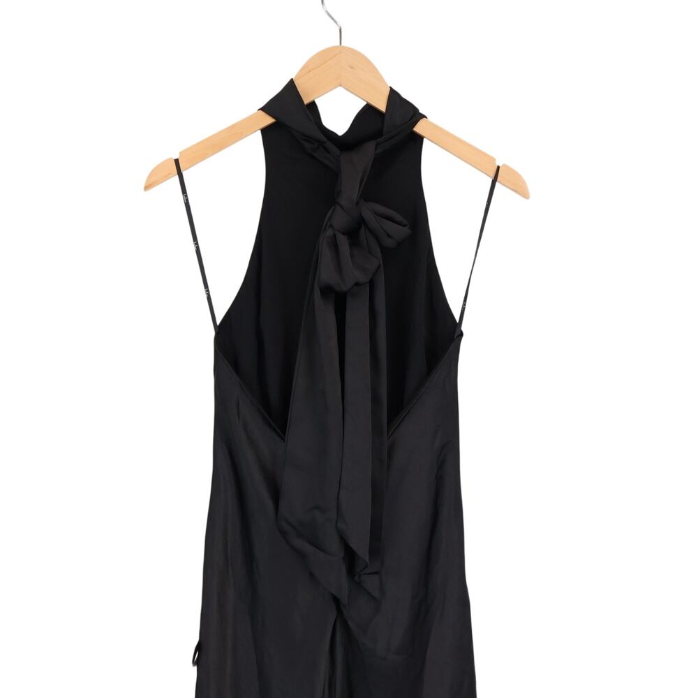 Lulus Exceptional Status Black Halter Backless Satin Slip Midi Dress Small NWT - Picture 5 of 8